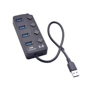 USB 3.0 4 Port USB hub, 30cm cable, individual switches