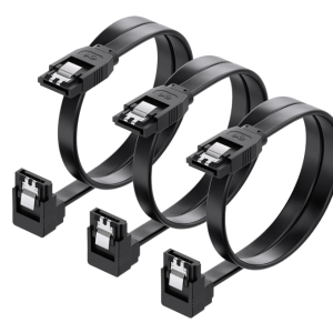 SATA 3.0 III SATA3 7 PIN Data Cable 6Gb/s Right Angle Cables, Length 65cm Black (3-Pack)